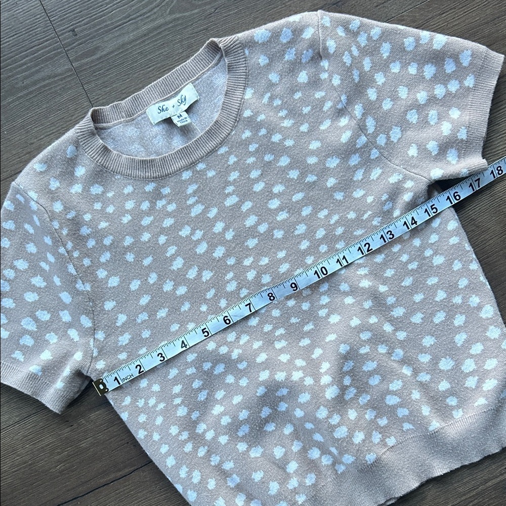 She + Sky Gray and Blue Polka Dot Sweater ! Medium - Picture 3 of 5